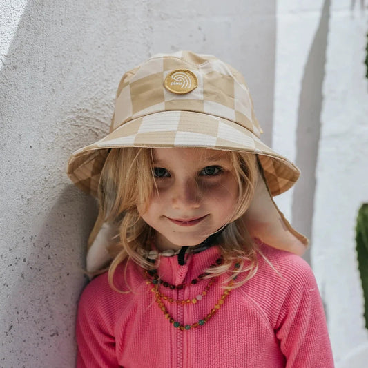 Beach Beige Checkered Surf Hat